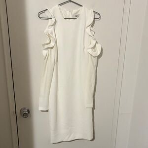Black Halo Ivory Ruffle Long Sleeve Dress